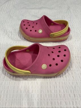 Crocs Pink with Yellow Strap Size 2